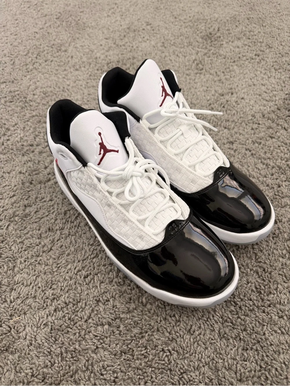 Jordan Retro Low-Top Sneakers in White, Black and Red